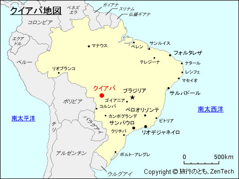 ブラジルにおけるクイアバ地図