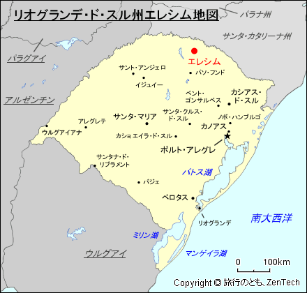 リオグランデ・ド・スル州エレシム地図