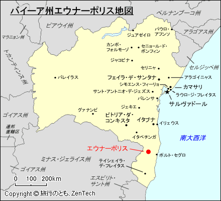 バイーア州エウナーポリス地図