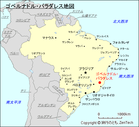 ブラジルにおけるゴベルナドル・バラダレス地図