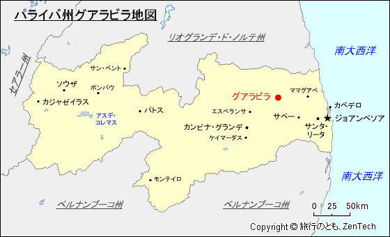 パライバ州グアラビラ地図