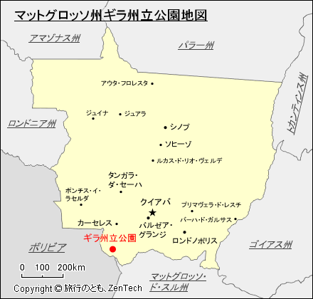 マットグロッソ州ギラ州立公園地図