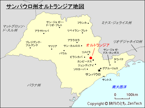 サンパウロ州オルトランジア地図