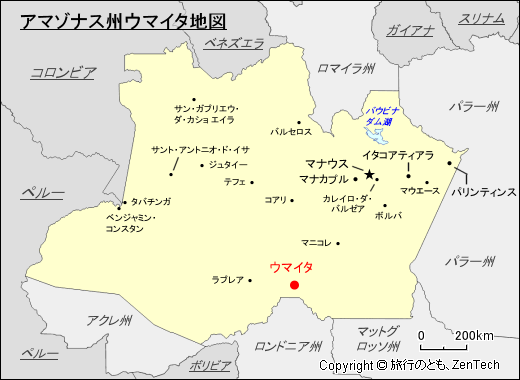 アマゾナス州ウマイタ地図