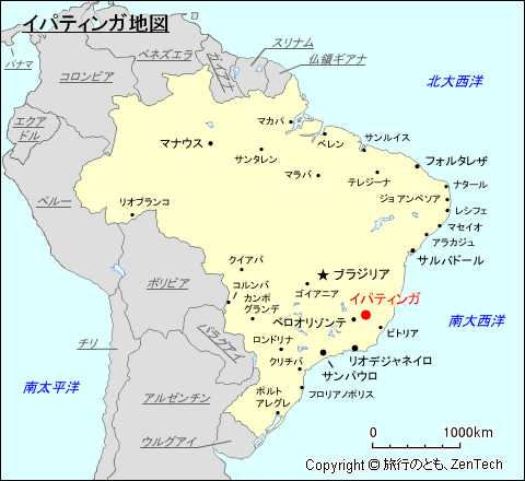 ブラジルにおけるイパティンガ地図