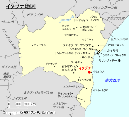 バイーア州イタブナ地図