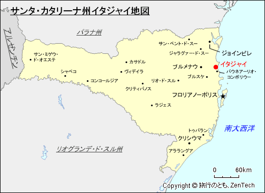 サンタ・カタリーナ州イタジャイ地図