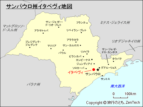 サンパウロ州イタペヴィ地図