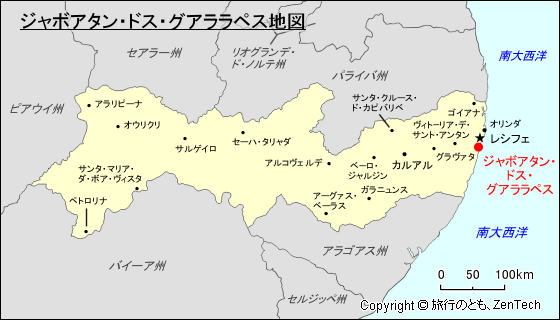 ペルナンブーコ州ジャボアタン・ドス・グアララペス地図