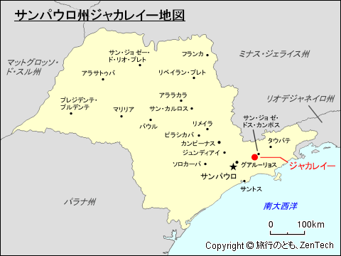 サンパウロ州ジャカレイー地図