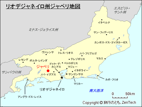 リオデジャネイロ州ジャペリ地図