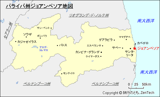 パライバ州ジョアンペソア地図