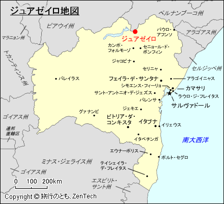 バイーア州ジュアゼイロ地図