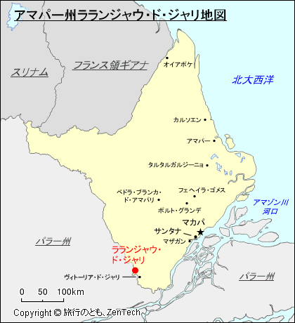 アマパー州ラランジャウ・ド・ジャリ地図