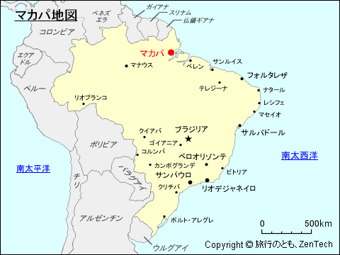 ブラジルにおけるマカパ地図