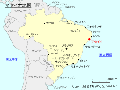 ブラジルにおけるマセイオ地図