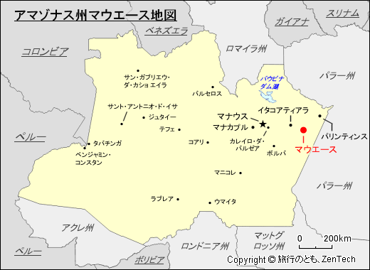 アマゾナス州マウエース地図