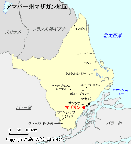 アマパー州マザガン地図