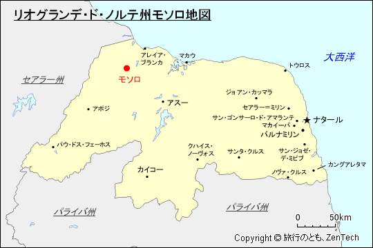 リオグランデ・ド・ノルテ州モソロ地図