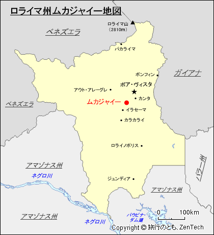 ロライマ州ムカジャイー地図