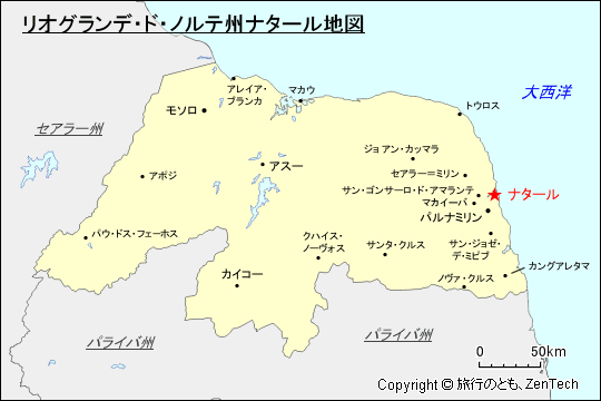 リオグランデ・ド・ノルテ州ナタール地図