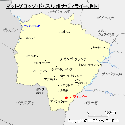 マットグロッソ・ド・スル州ナヴィライー地図