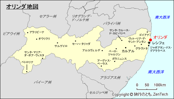 ペルナンブーコ州オリンダ地図