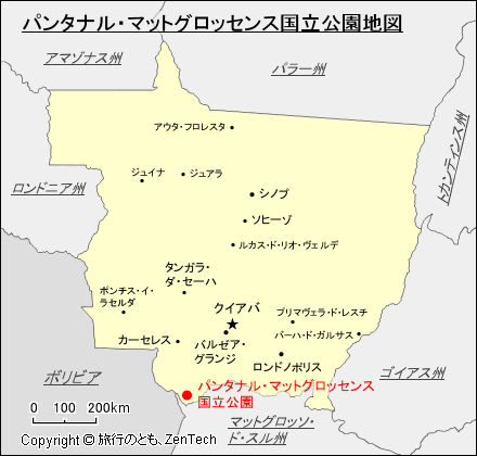 マットグロッソ州パンタナル・マットグロッセンス国立公園地図