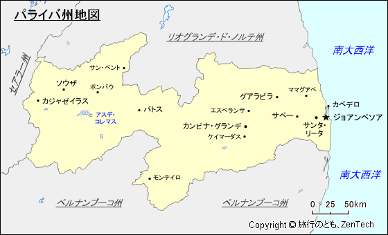 パライバ州地図