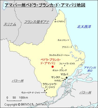 アマパー州ペドラ・ブランカ・ド・アマパリ地図