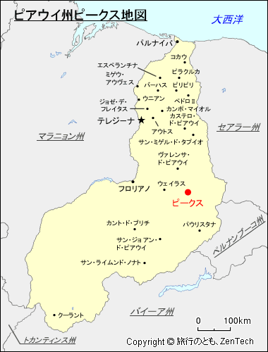 ピアウイ州ピークス地図