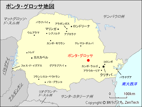 パラナ州ポンタ・グロッサ地図