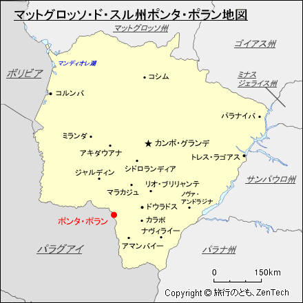 マットグロッソ・ド・スル州ポンタ・ポラン地図