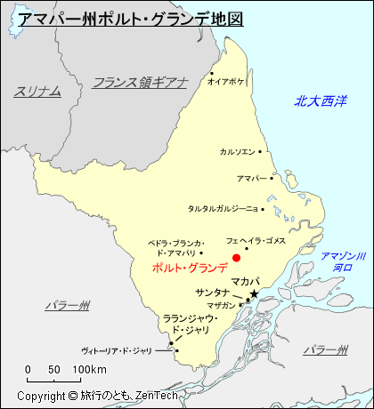 アマパー州ポルト・グランデ地図