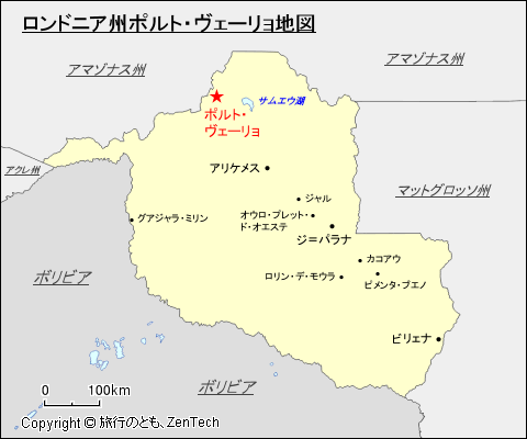 ロンドニア州ポルト・ヴェーリョ地図