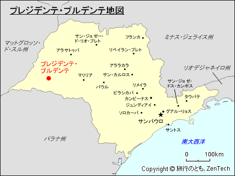 サンパウロ州プレジデンテ・プルデンテ地図