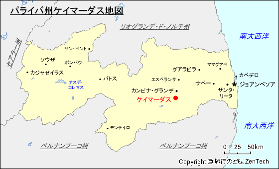 パライバ州ケイマーダス地図