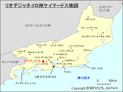 リオデジャネイロ州ケイマードス地図