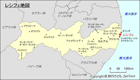 ペルナンブーコ州レシフェ地図