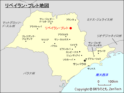 サンパウロ州リベイラン・プレト地図