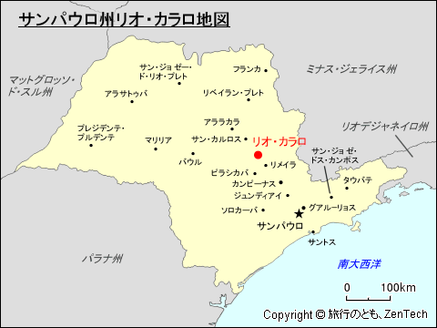 サンパウロ州リオ・カラロ地図