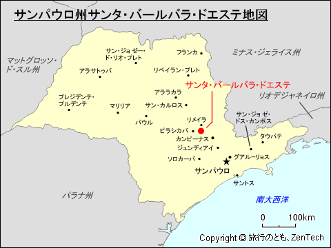 サンパウロ州サンタ・バールバラ・ドエステ地図