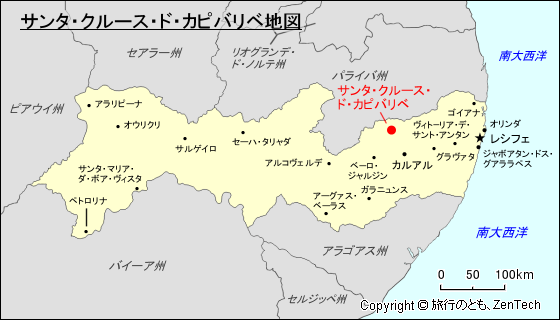 ペルナンブーコ州サンタ・クルース・ド・カピバリベ地図