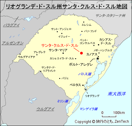 リオグランデ・ド・スル州サンタ・クルス・ド・スル地図