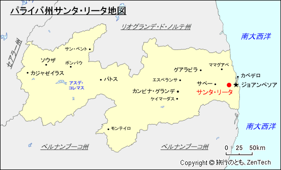 パライバ州サンタ・リータ地図