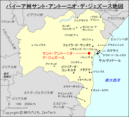 バイーア州サント・アントーニオ・デ・ジェズース地図