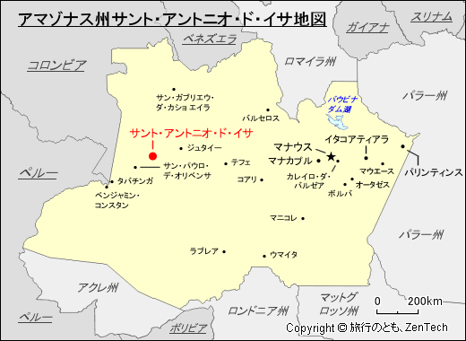 アマゾナス州サント・アントニオ・ド・イサ地図