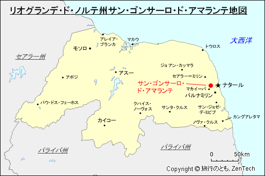 リオグランデ・ド・ノルテ州サン・ゴンサーロ・ド・アマランテ地図