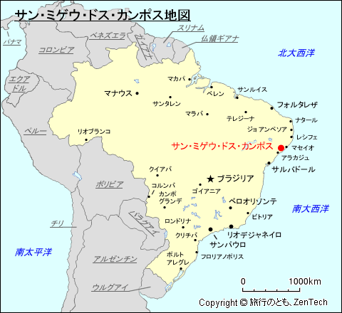 サン・ミゲウ・ドス・カンポス地図