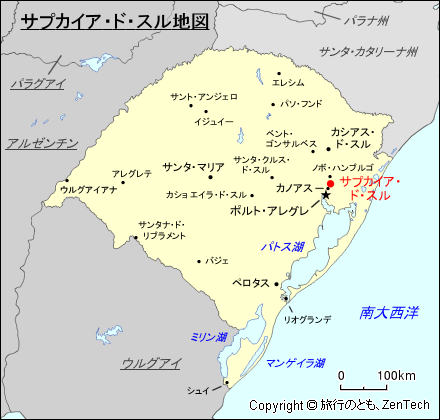 リオグランデ・ド・スル州サプカイア・ド・スル地図